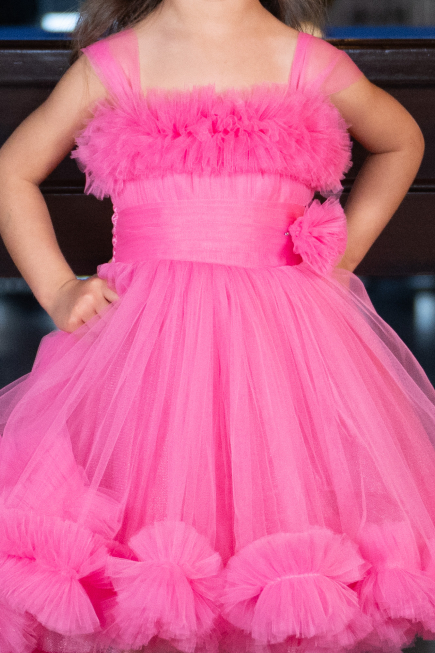 Front Short Back Long Pink Girl Dress ABO112