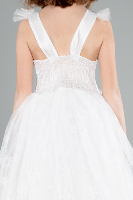 White Long Girl Dress ABU4237