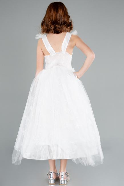 White Long Girl Dress ABU4237