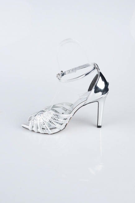 Silver Plaster Fabric Evening Shoe AB1132