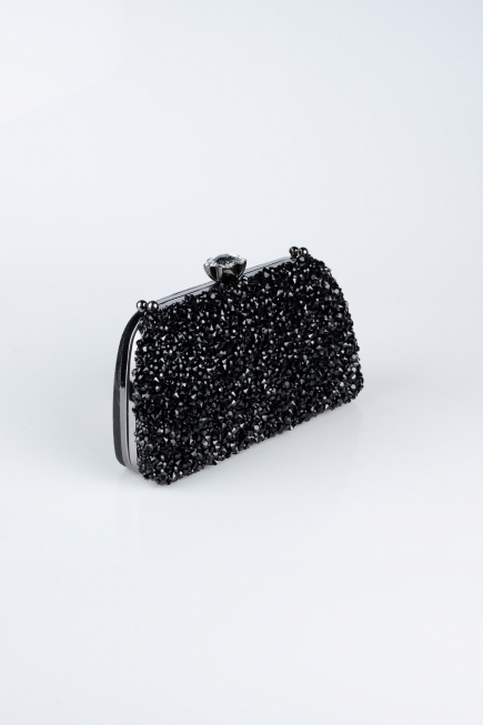 Black Plaster Fabric Night Bag SH849