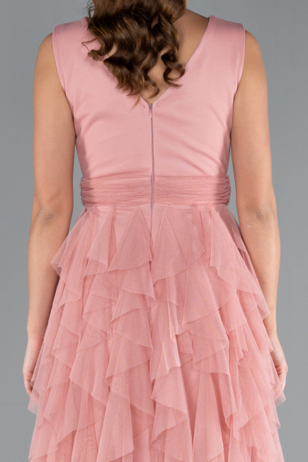 Onion Skin V Neck Layered Tulle Long Prom Dress ABU4723