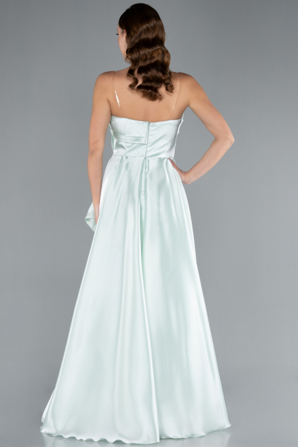 Mint Strapless Slit Long Satin Prom Gown ABU4522