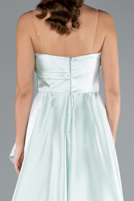Mint Strapless Slit Long Satin Prom Gown ABU4522
