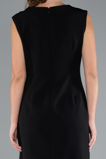 Black Sleeveless Midi Plus Size Party Dress ABK2190
