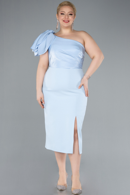 Midi Light Blue Plus Size Party Dress ABK2319