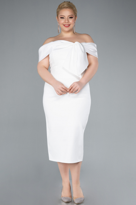 Midi White Plus Size Party Dress ABK2321