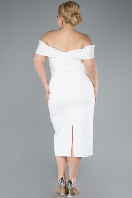 Midi White Plus Size Party Dress ABK2321