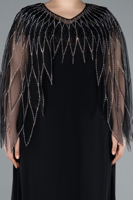 Black Stones On Top Two Piece Long Plus Size Evening Gown ABU4888