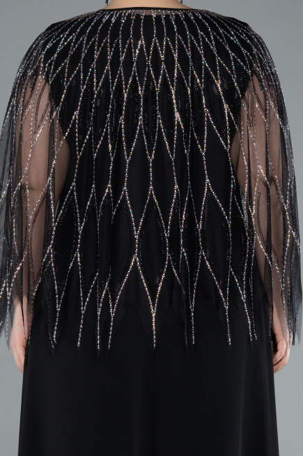 Black Stones On Top Two Piece Long Plus Size Evening Gown ABU4888