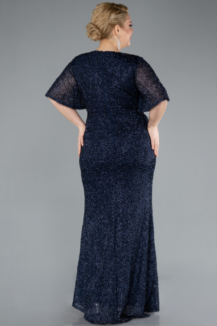 Navy Blue Long Plus Size Evening Gown ABU4542