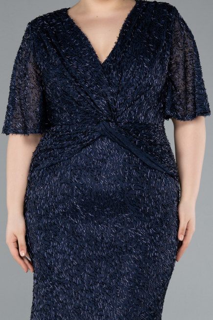Navy Blue Long Plus Size Evening Gown ABU4542
