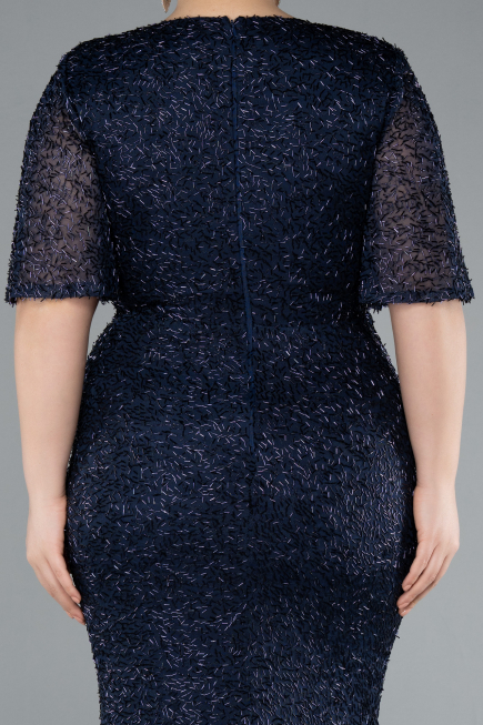 Navy Blue Long Plus Size Evening Gown ABU4542