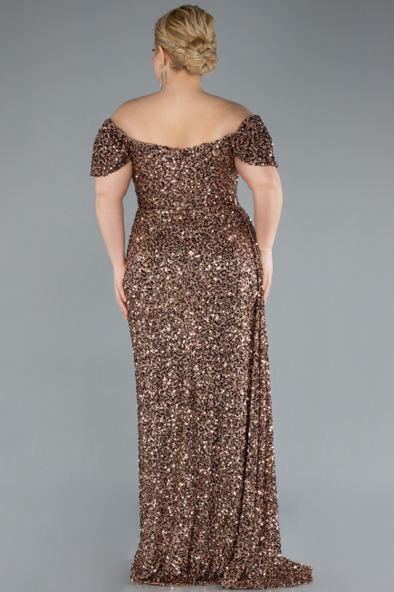 Long Copper Scaly Plus Size Evening Gown ABU4863