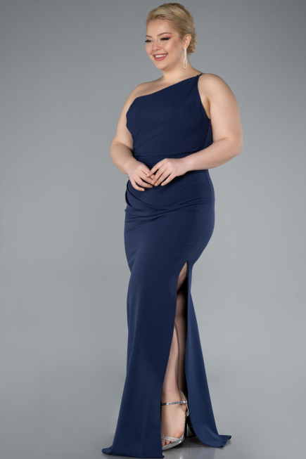 Long Navy Blue Plus Size Evening Gown ABU4892