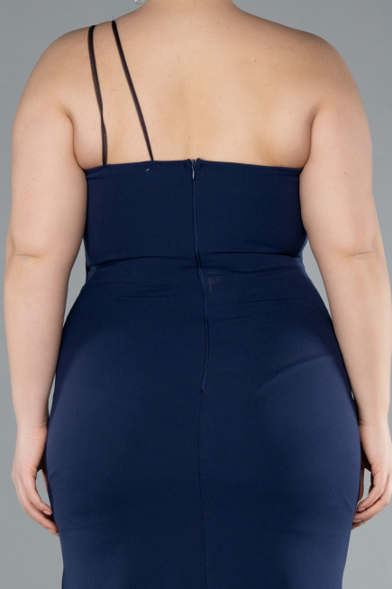 Long Navy Blue Plus Size Evening Gown ABU4892