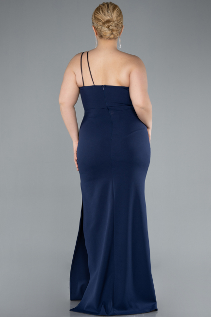 Long Navy Blue Plus Size Evening Gown ABU4892