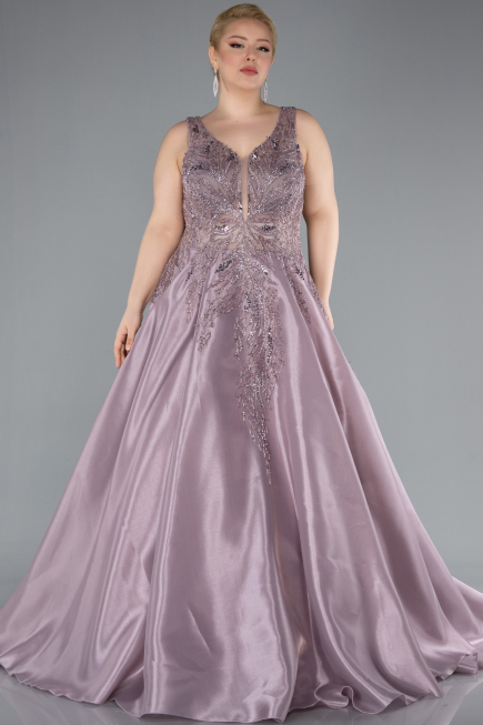 Long Lavender Plus Size Haute Couture Dress ABU4557