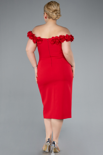 Midi Red Plus Size Party Dress ABK2318