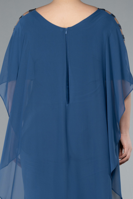 Indigo Chiffon Plus Size Evening Dress ABT080