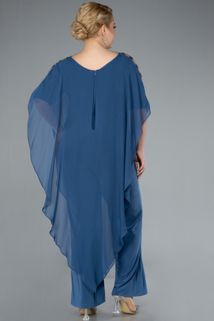 Indigo Chiffon Plus Size Evening Dress ABT080