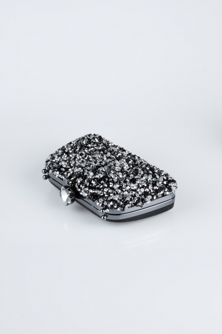 Black-Silver Plaster Fabric Night Bag SH849