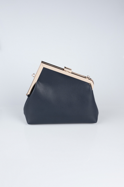 Navy Blue Leather Evening Bag KC475