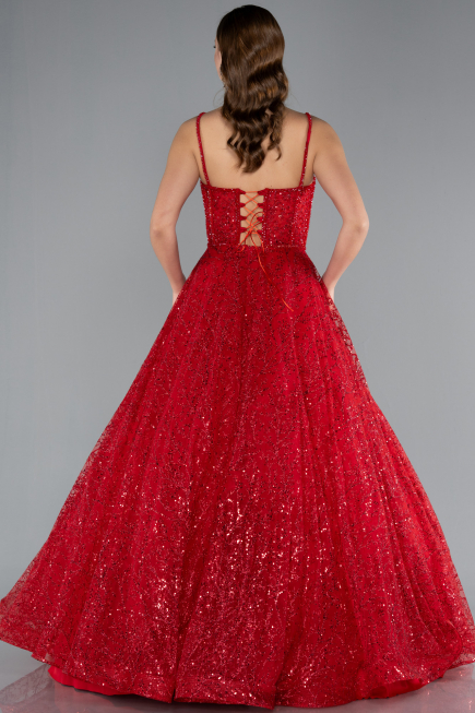 Red Scaly Long Evening Dress ABU3839