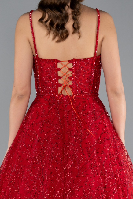 Red Scaly Long Evening Dress ABU3839