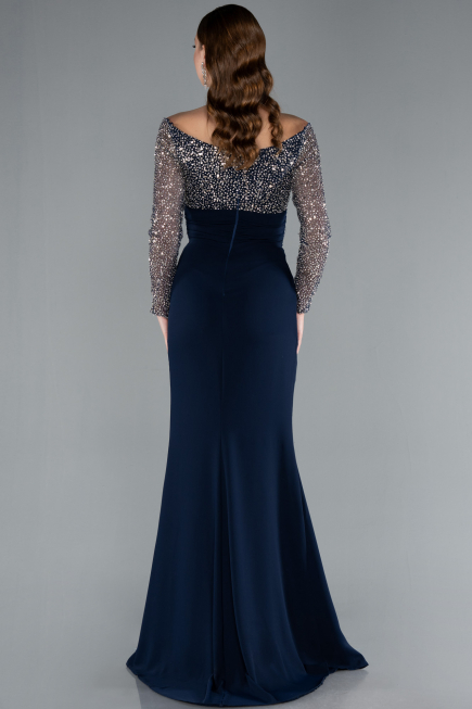 Long Navy Blue Evening Dress ABU4896