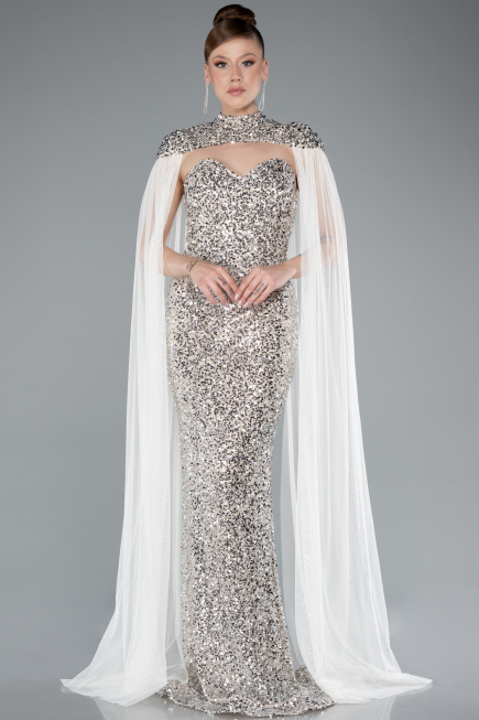 Long Beige Scaly Evening Dress ABU4910