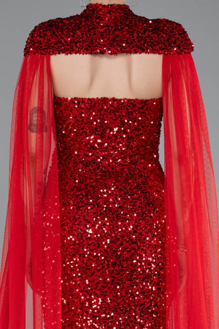 Long Red Scaly Evening Dress ABU4910