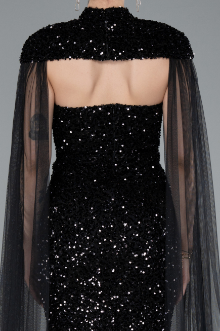 Long Black Scaly Evening Dress ABU4910