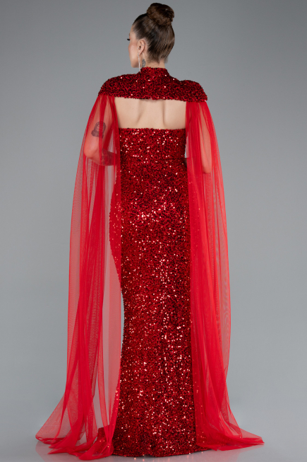 Long Red Scaly Evening Dress ABU4910