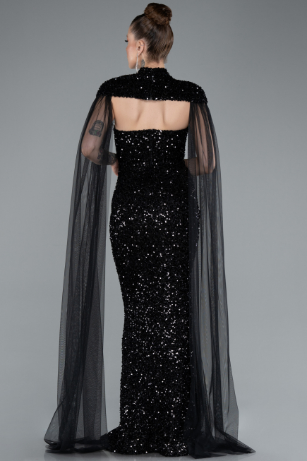 Long Black Scaly Evening Dress ABU4910