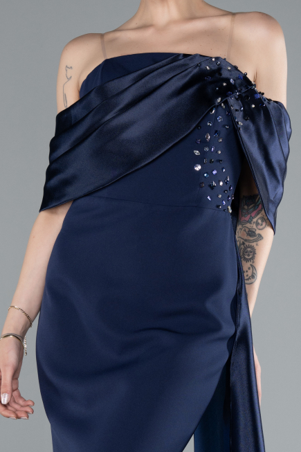 Long Navy Blue Mermaid Prom Dress ABU4920