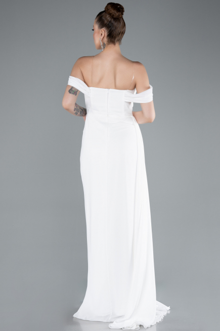 Long White Chiffon Evening Dress ABU4925