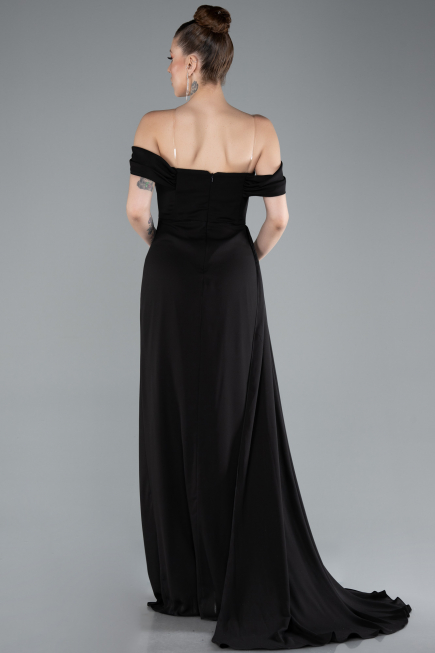 Long Black Chiffon Evening Dress ABU4925