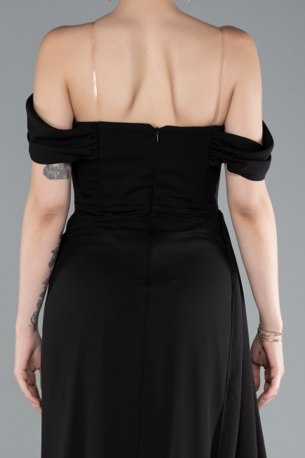 Long Black Chiffon Evening Dress ABU4925