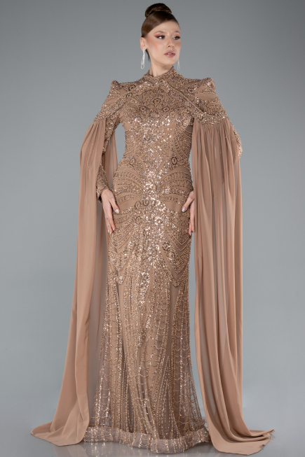 Long Copper Formal Plus Size Dress ABU4935
