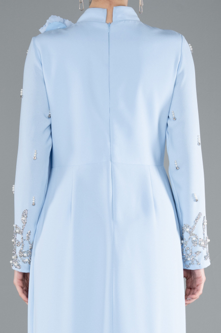 Long Light Blue Hijab Dress ABU4931