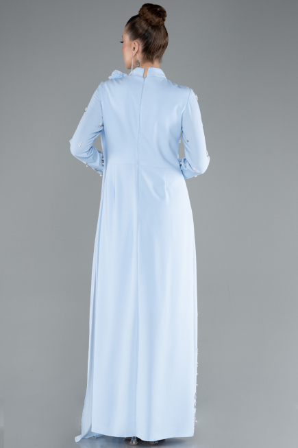 Long Light Blue Hijab Dress ABU4931