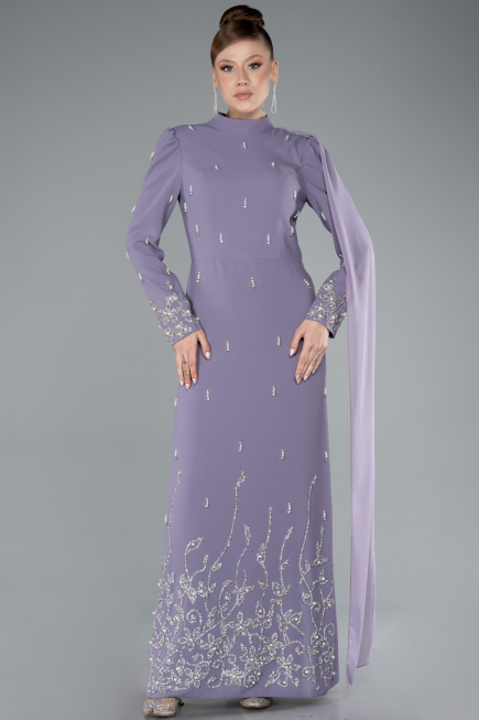Long Lavender Hijab Dress ABU4931