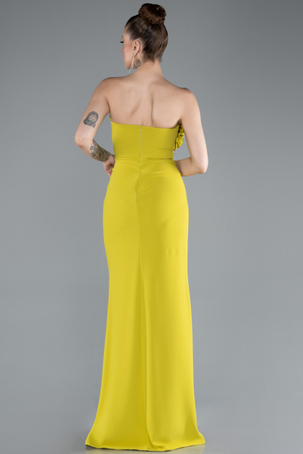 Pistachio Green Strapless Slit Long Prom Gown ABU4213