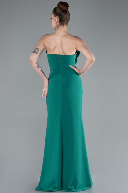 Green Strapless Slit Long Prom Gown ABU4213