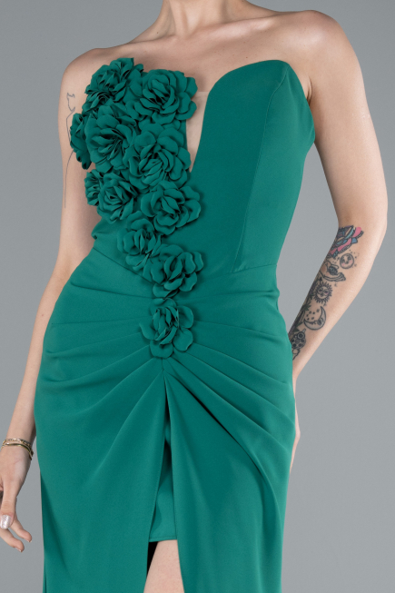 Green Strapless Slit Long Prom Gown ABU4213