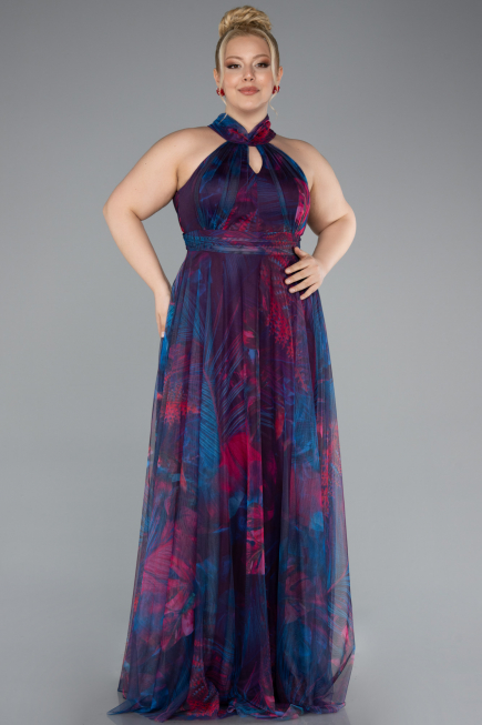 Oil Green Long Oversized Evening Dress ABU1447