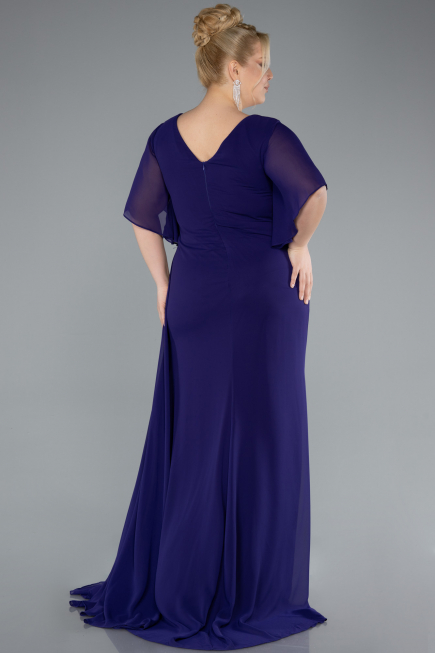 Long Purple Chiffon Plus Size Evening Dress ABU4911