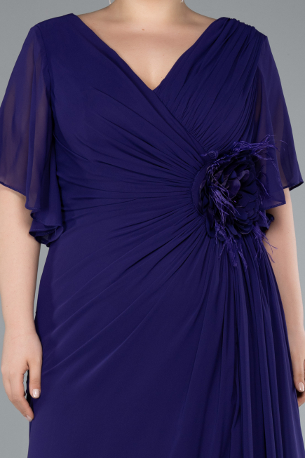 Long Purple Chiffon Plus Size Evening Dress ABU4911