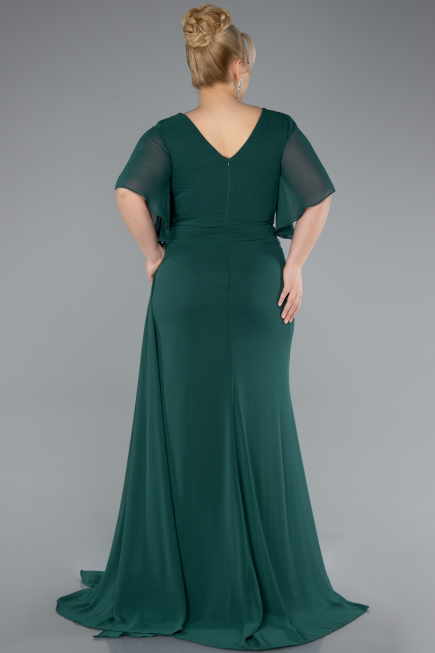 Long Emerald Green Chiffon Plus Size Evening Dress ABU4911